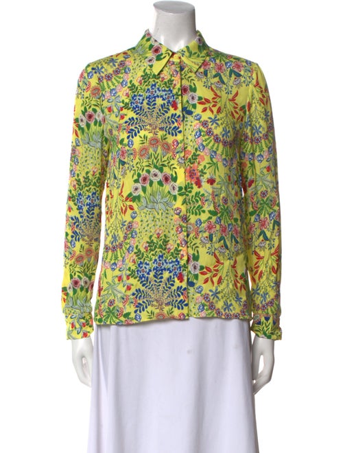 Alice + Olivia Floral Print Long Sleeve Button-Up Top