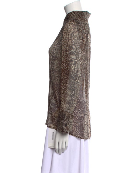 Alice + Olivia Silk Animal Print Button-Up Top