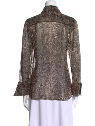 Alice + Olivia Silk Animal Print Button-Up Top