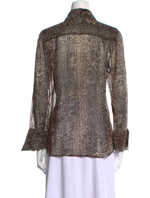 Alice + Olivia Silk Animal Print Button-Up Top