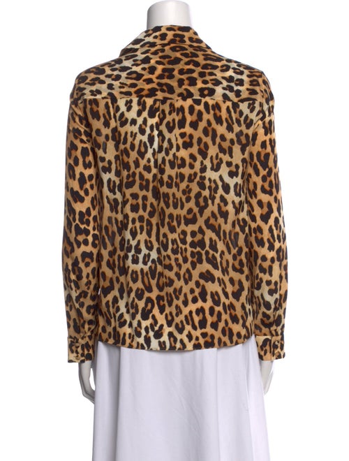 Alice + Olivia Silk Animal Print Button-Up Top