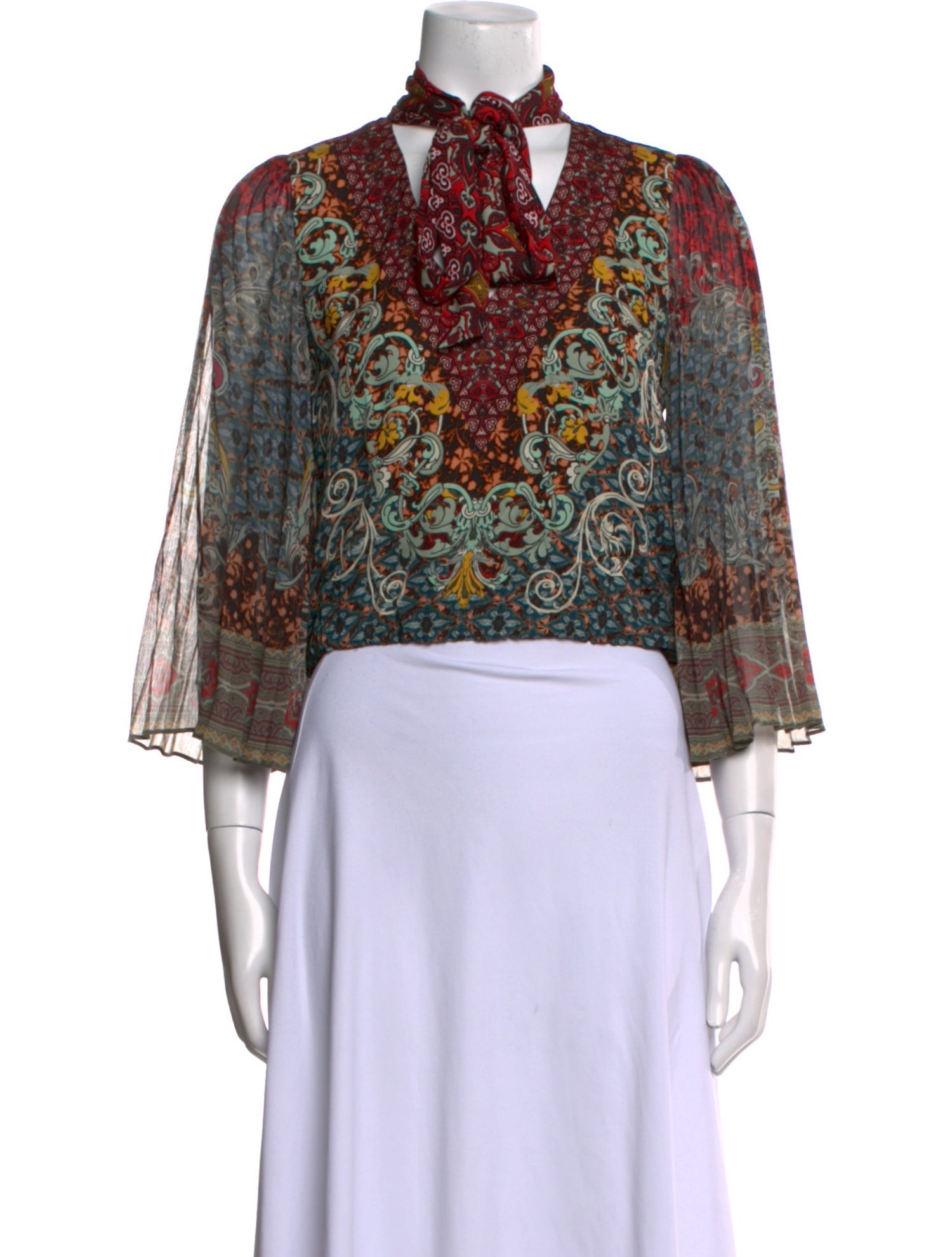 Alice + Olivia Floral Print Mock Neck Crop Top