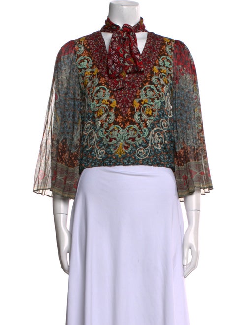 Alice + Olivia Floral Print Mock Neck Crop Top