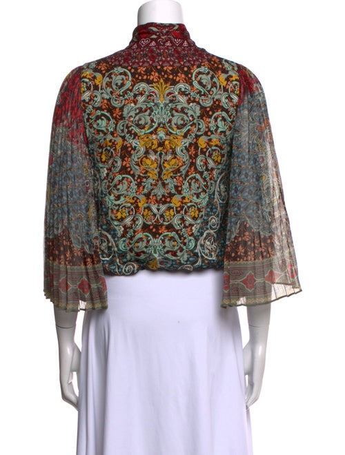 Alice + Olivia Floral Print Mock Neck Crop Top