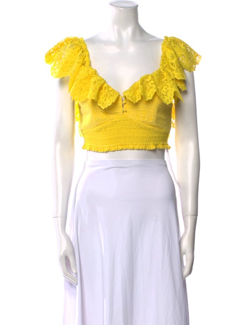 Alice + Olivia V-Neck Short Sleeve Crop Top