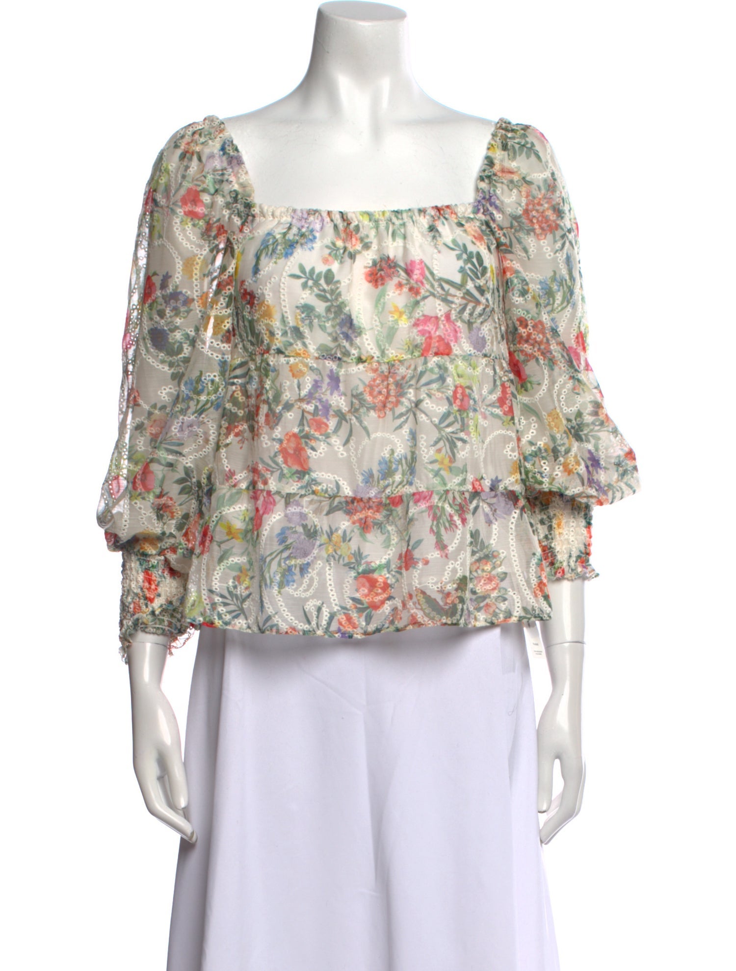 Alice + Olivia Floral Print Square Neckline Blouse