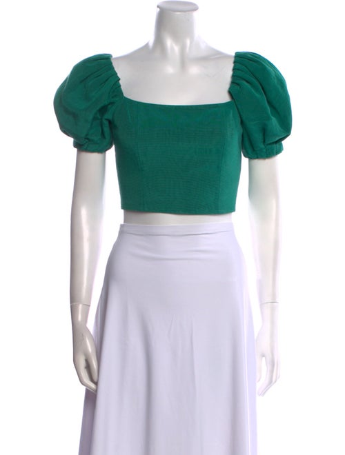 Alice + Olivia Square Neckline Short Sleeve Crop Top
