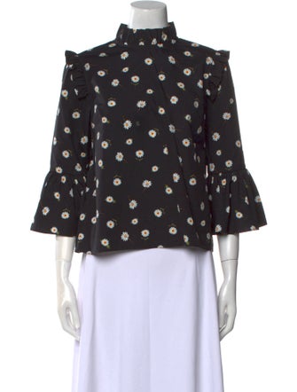 Alice + Olivia Floral Print Mock Neck Blouse