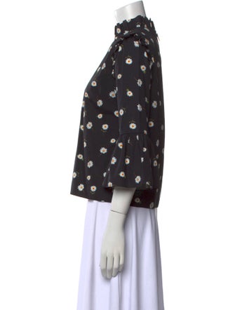 Alice + Olivia Floral Print Mock Neck Blouse