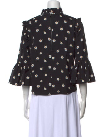 Alice + Olivia Floral Print Mock Neck Blouse