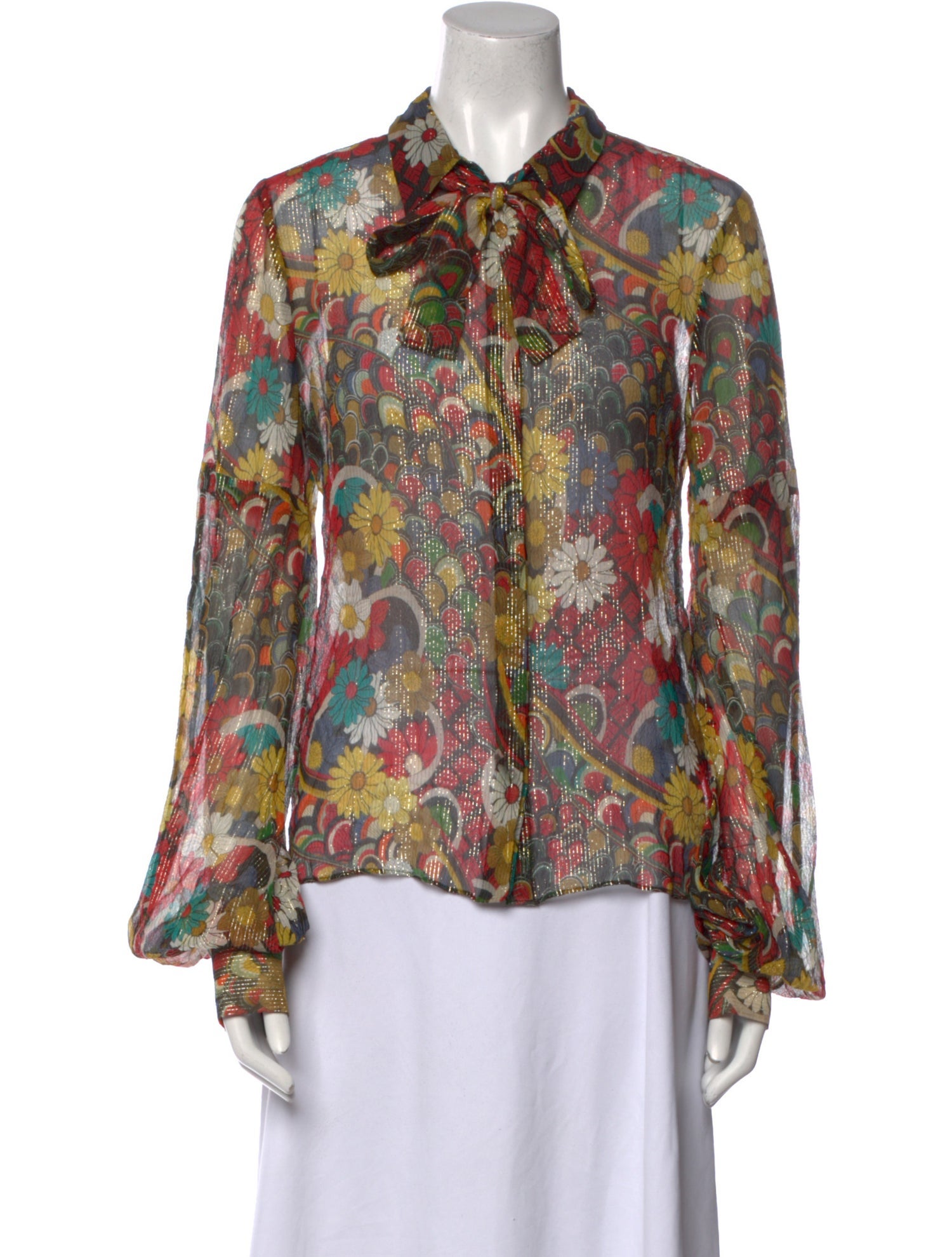 Alice + Olivia Silk Floral Print Polo