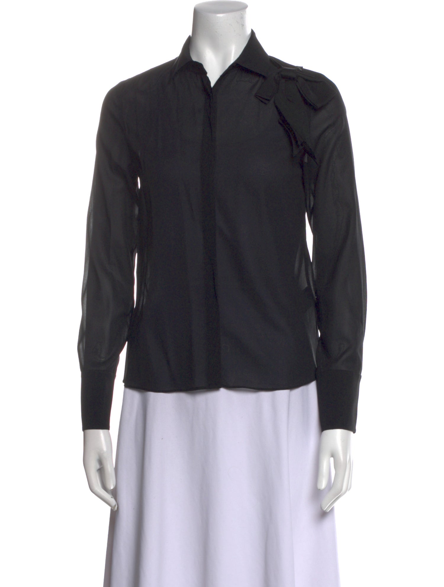 Alice + Olivia Silk Long Sleeve Button-Up Top
