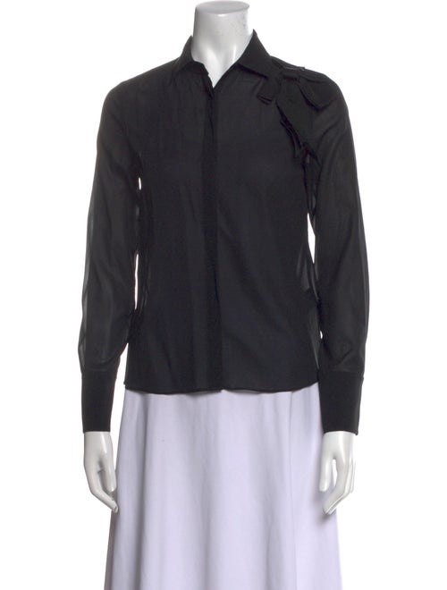 Alice + Olivia Silk Long Sleeve Button-Up Top