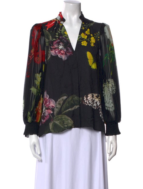 Alice + Olivia Floral Print V-Neck Blouse