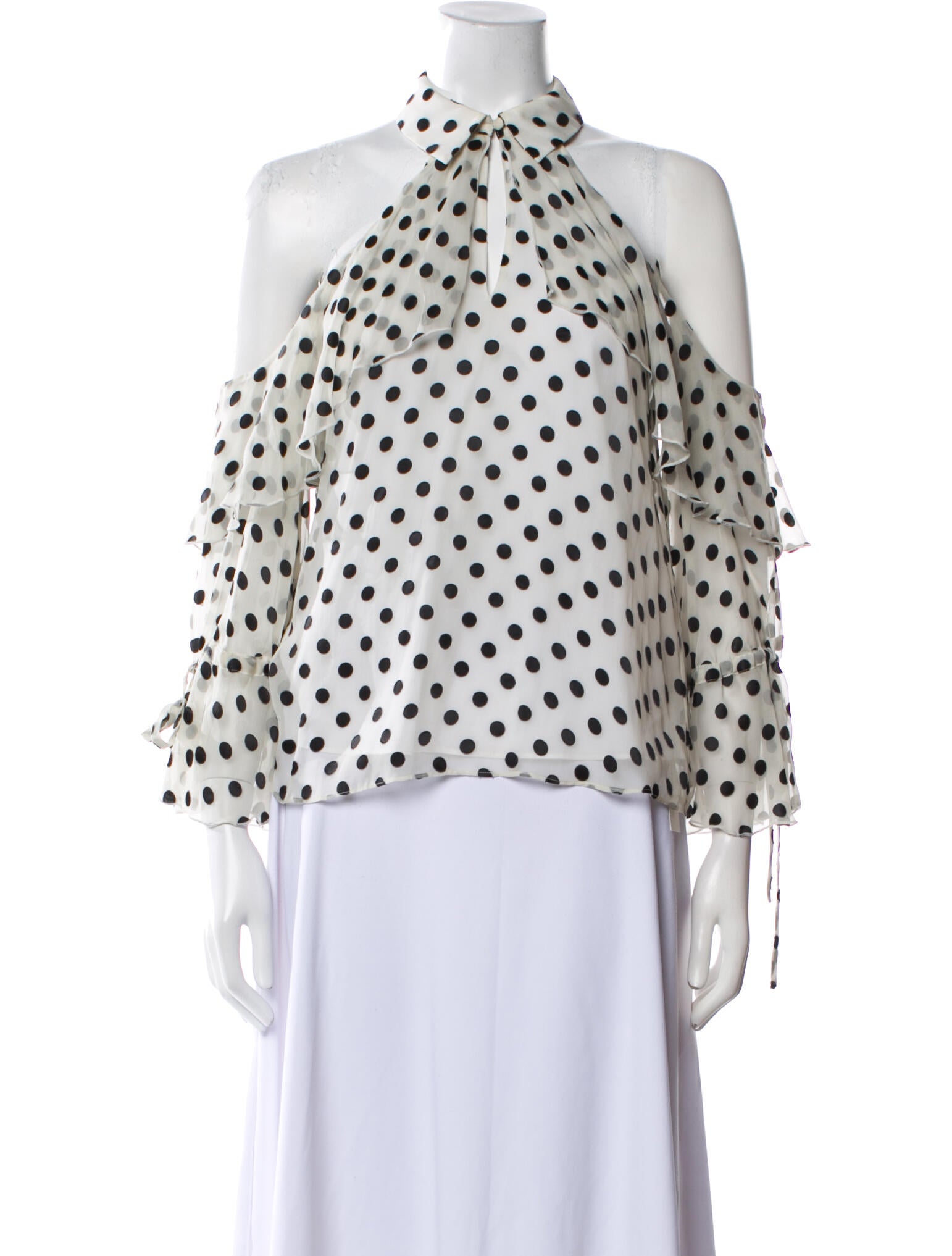 Alice + Olivia Polka Dot Print Crew Neck Blouse
