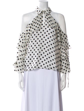 Alice + Olivia Polka Dot Print Crew Neck Blouse