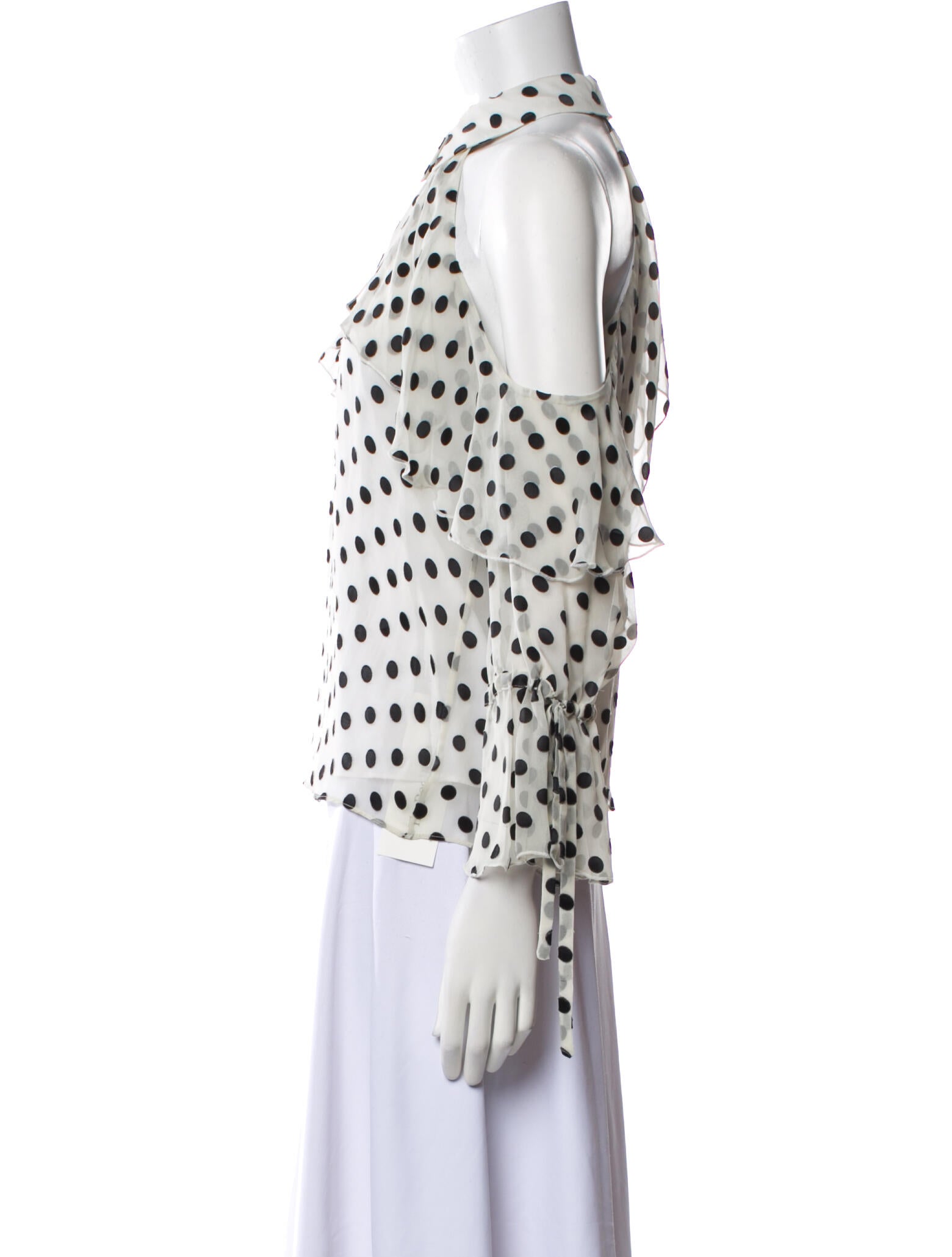 Alice + Olivia Polka Dot Print Crew Neck Blouse