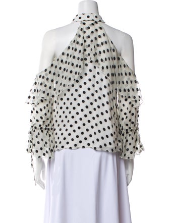 Alice + Olivia Polka Dot Print Crew Neck Blouse