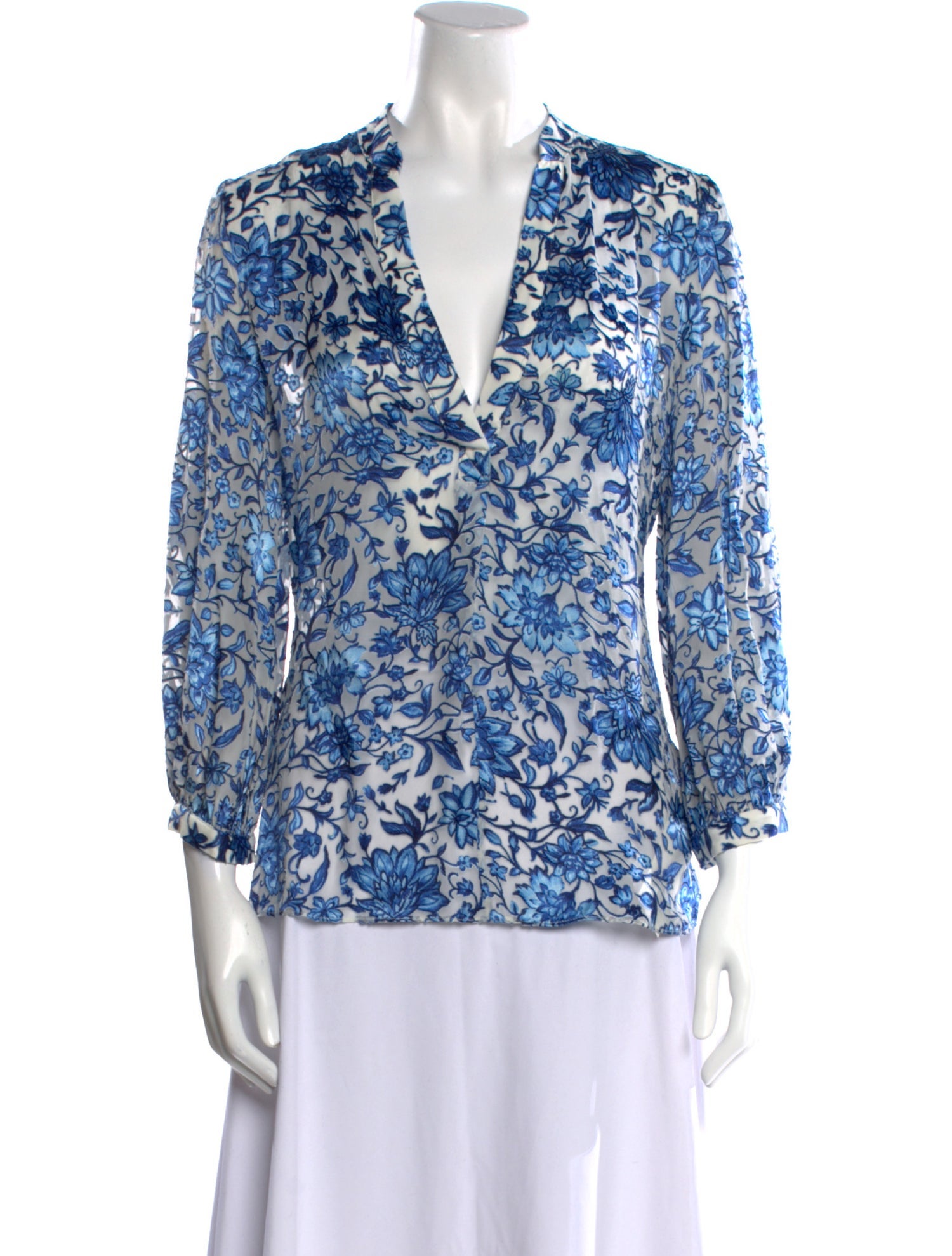 Alice + Olivia Printed V-Neck Blouse