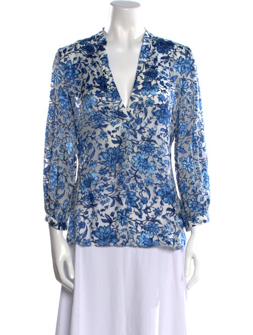 Alice + Olivia Printed V-Neck Blouse
