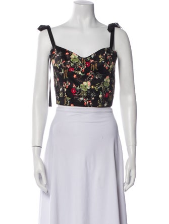 Alice + Olivia Floral Print Square Neckline Crop Top