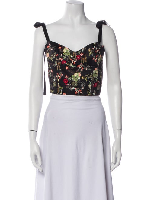 Alice + Olivia Floral Print Square Neckline Crop Top