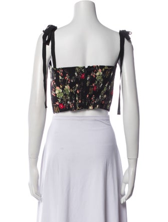 Alice + Olivia Floral Print Square Neckline Crop Top