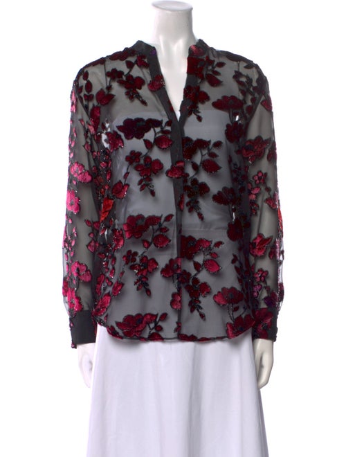 Alice + Olivia Floral Print V-Neck Blouse