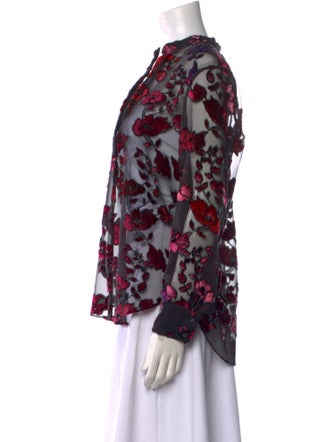 Alice + Olivia Floral Print V-Neck Blouse