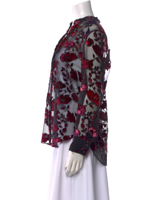 Alice + Olivia Floral Print V-Neck Blouse