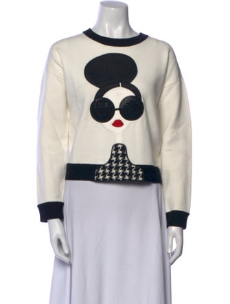 Alice + Olivia Wool Graphic Print Sweatshirt