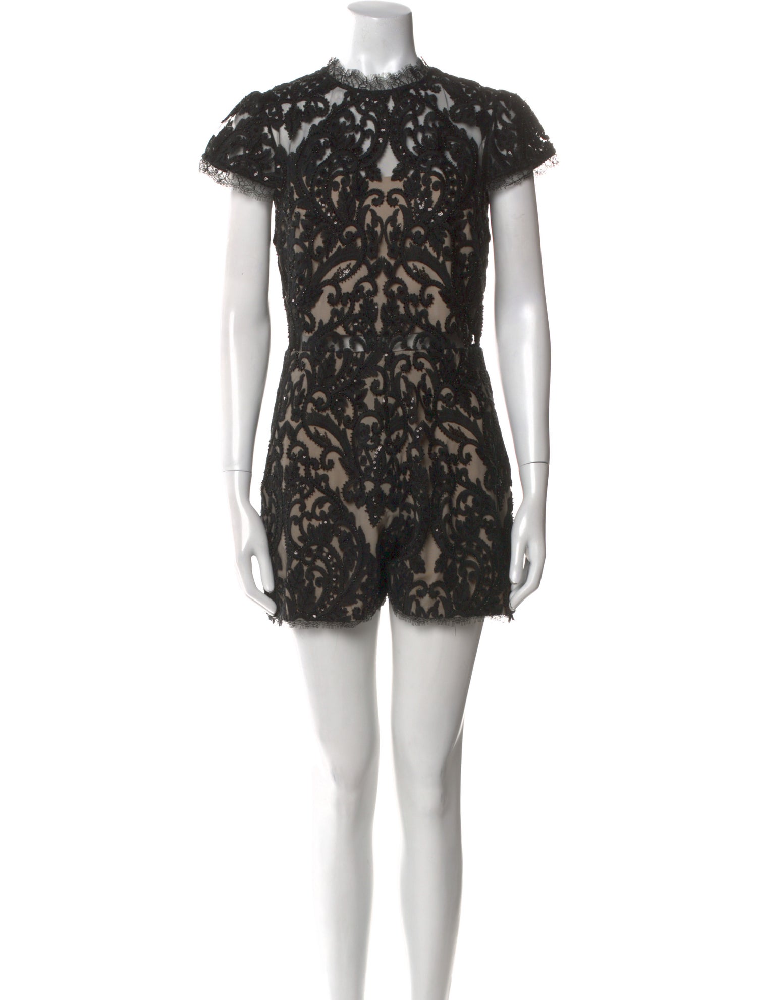 Alice + Olivia Lace Pattern Crew Neck Romper w/ Tags