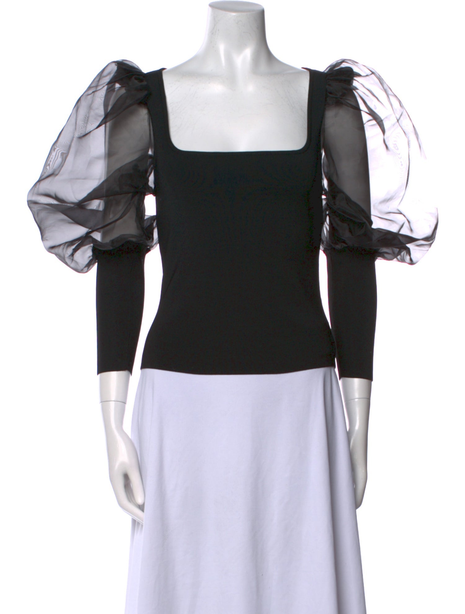 Alice + Olivia Square Neckline Long Sleeve Crop Top