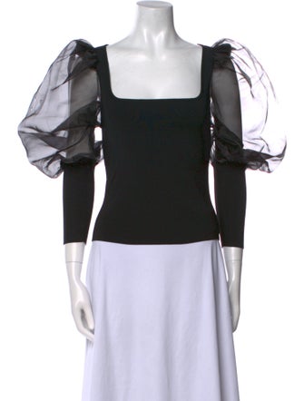 Alice + Olivia Square Neckline Long Sleeve Crop Top