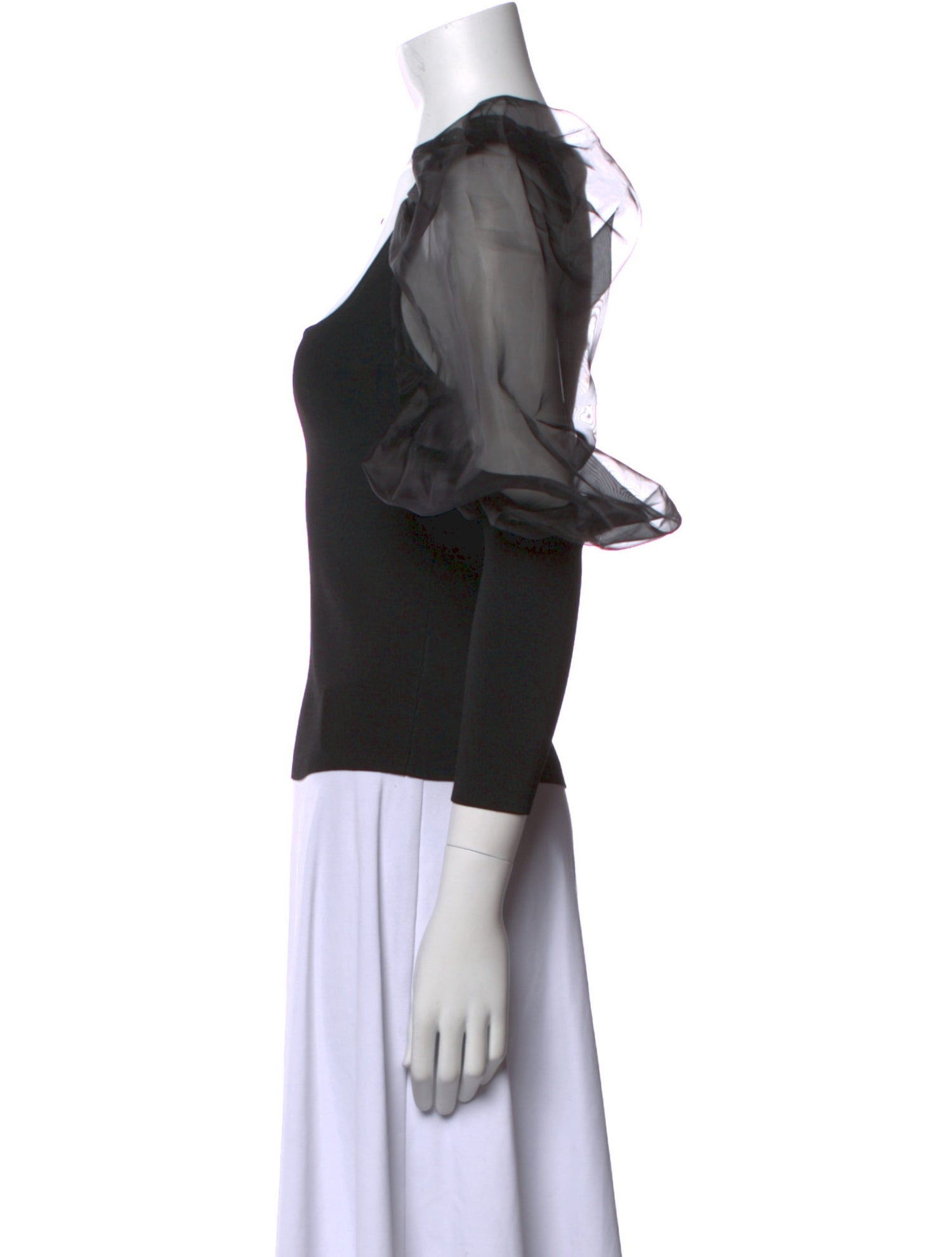 Alice + Olivia Square Neckline Long Sleeve Crop Top