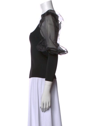 Alice + Olivia Square Neckline Long Sleeve Crop Top