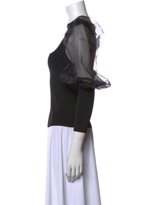 Alice + Olivia Square Neckline Long Sleeve Crop Top