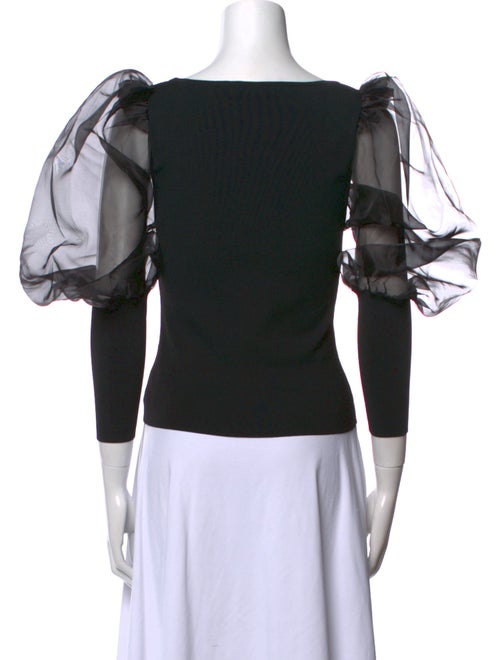 Alice + Olivia Square Neckline Long Sleeve Crop Top