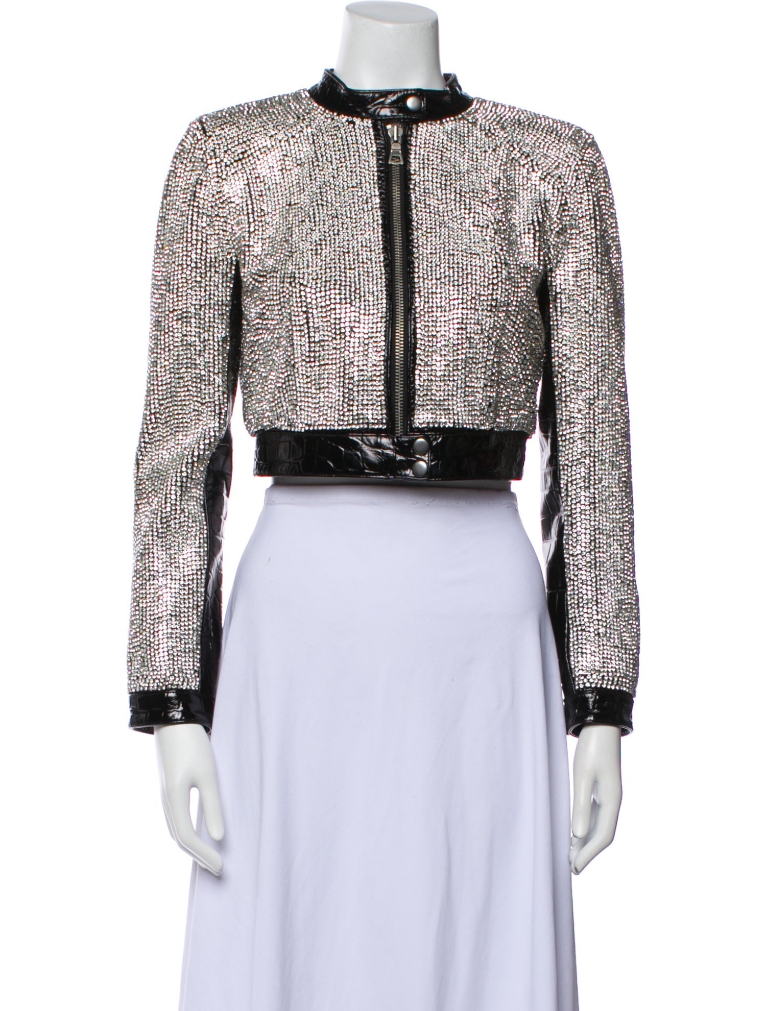 Alice + Olivia Lamb Leather Animal Print Evening Jacket