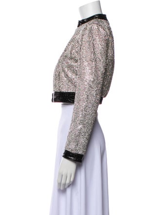 Alice + Olivia Lamb Leather Animal Print Evening Jacket