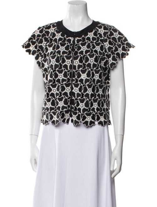 Alice + Olivia Lace Pattern Crew Neck Crop Top