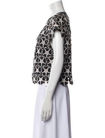 Alice + Olivia Lace Pattern Crew Neck Crop Top