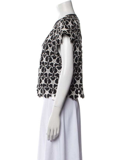 Alice + Olivia Lace Pattern Crew Neck Crop Top