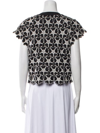 Alice + Olivia Lace Pattern Crew Neck Crop Top