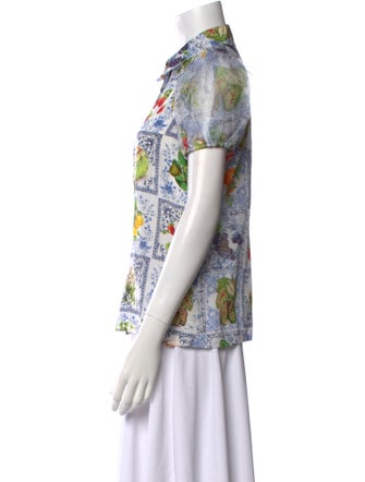 Alice + Olivia Silk Printed Button-Up Top