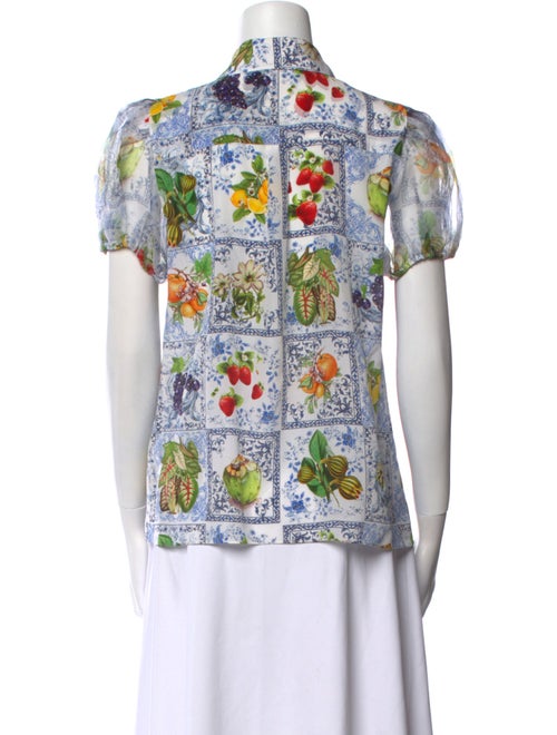 Alice + Olivia Silk Printed Button-Up Top