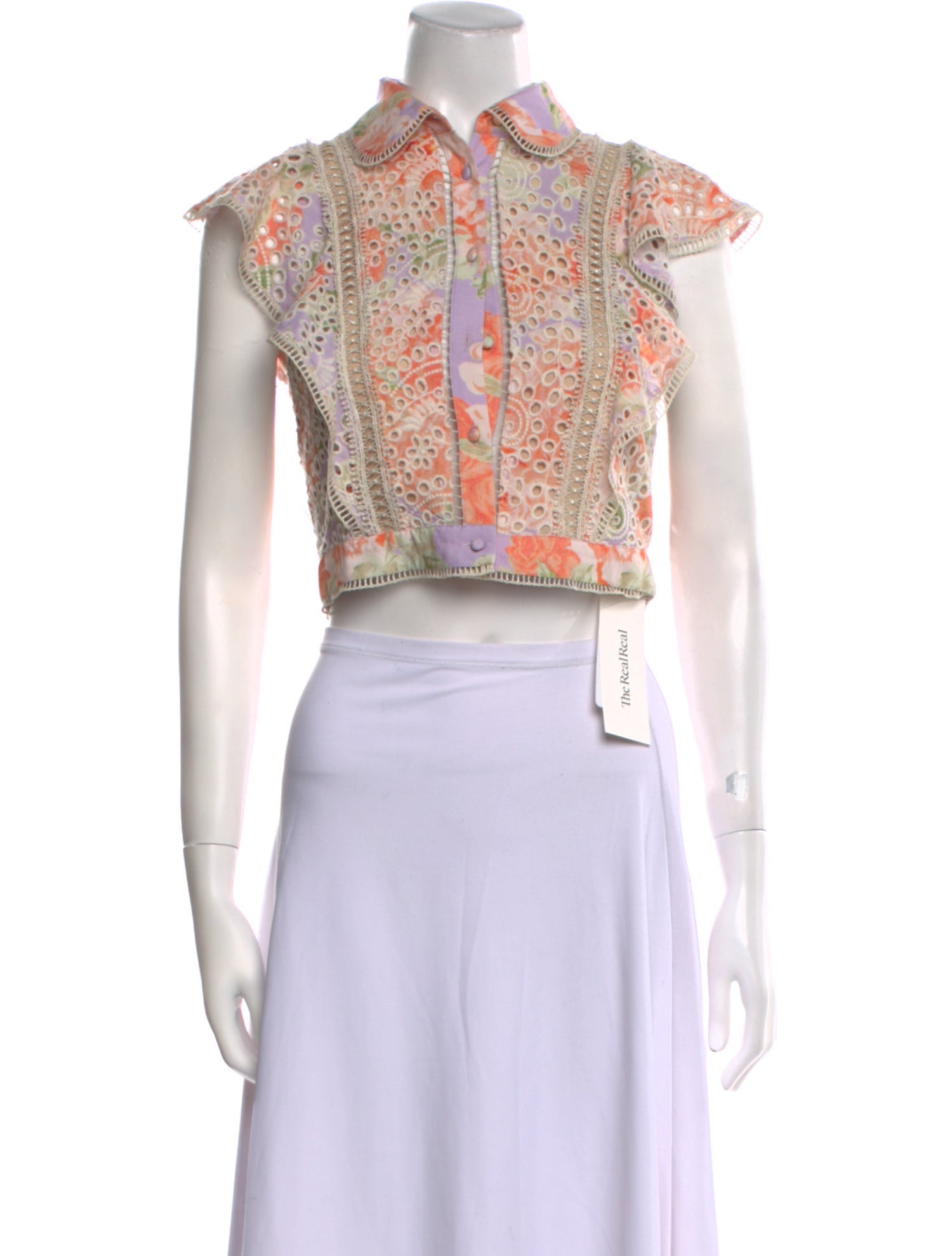 Alice + Olivia Printed Mock Neck Crop Top