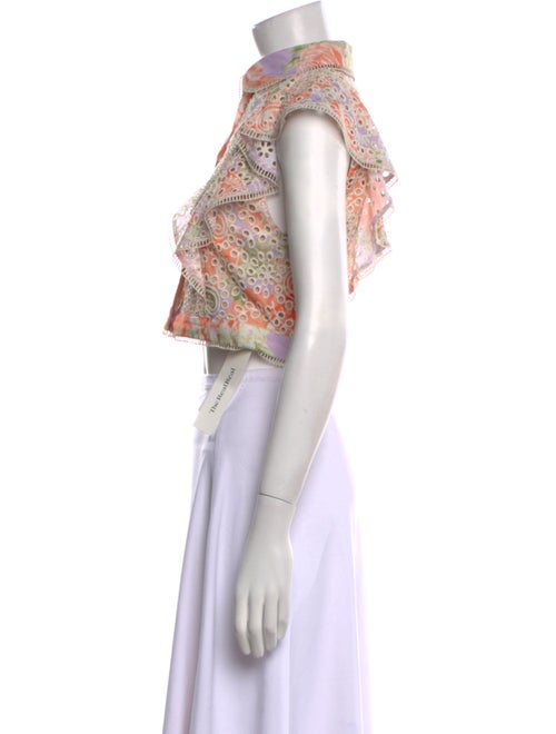 Alice + Olivia Printed Mock Neck Crop Top