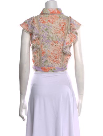 Alice + Olivia Printed Mock Neck Crop Top