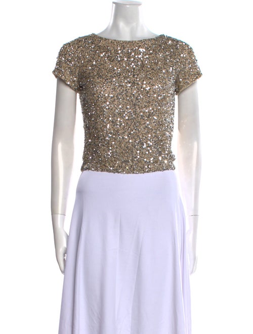 Alice + Olivia Bateau Neckline Short Sleeve Crop Top